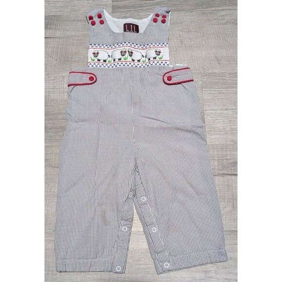 Lil Cactus Outfit Overalls Baby Sz 18-24 Months Smocked Sheep Spring - Picture 1 of 9